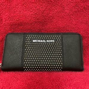 Michael Kors black leather studded wallet
